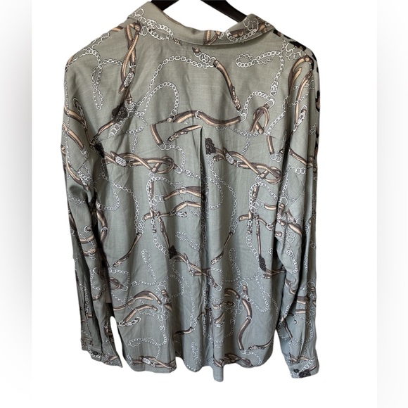 NWT Tribal LS Blouse Sage Leopard Chain in XL 16. NEW Business Casual - Picture 3 of 11